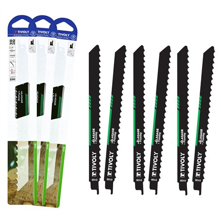 TIVOLY - Lot de Lames de Scie Sabre pour Élagage - 6 Lames en acier carbone HCS - Attache Universelle
