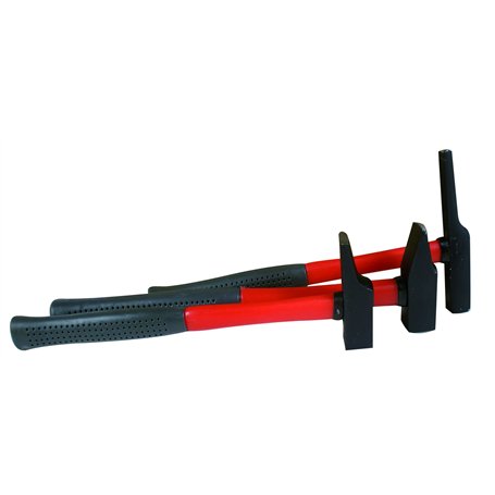 TEC HIT 225300 - Lot 3 Marteaux - En Acier et Fibre Verre - Manche Gainé - Rouge/noir