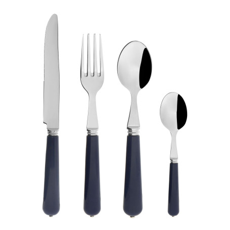 Ménagère 24 pièces Inox Gamme CLEMENCE Coloris Bleu Avec manche en plastique Avec 6 couteaux L 23.5 cm