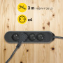 Electraline 32057 Bloc Multiprises 4 Prises Françaises avec Enrouleur Prises 16A, Câble 3 M, H05VV-F 3G1.5 mm², Fiche plate