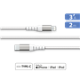 Câble Renforcé USB C / Lightning 3A 2m PD 60W Blanc + Garantie à vie Force Power Lite