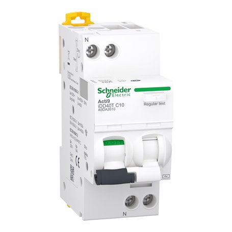 Schneider Electric - Acti9 iDD40T - disjoncteur différentiel départ - 1PN C 10A 6kA 30mA type AC - A9DA2610