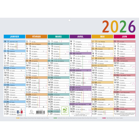 Exacompta - 34303E - Calendrier Multicolore - 22 x 29