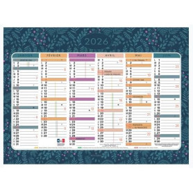 Exacompta - Calendrier Illustré Mini Labo 17x13cm Semestriel Janvier 2026 à Décembre 2026 - Théme Fleurie