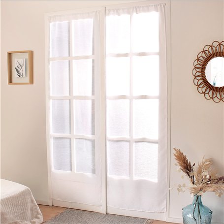 Enjoy Home – Paire de Vitrage Blanc – 90x220cm - Passe Tringle - 100% Polyester Sablé – Collection Sablé