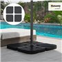 Outsunny Lot de 4 Pied de Parasol Poids de lestage carré avec poignée pour Parasol A remplir d'eau jusqu'à 60 kg ou de Sable jus