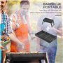 Outsunny Barbecue au charbon de bois portable pliable BBQ grill sur pieds avec bassin à charbon extractible 74L x 30l x 37H cm,