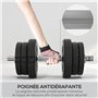 HOMCOM Ensemble d'haltères courtes total 25 kg - dumbbell paires - poids réglable - barres incluses - entraînement musculaire & 