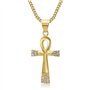 BOBIJOO Jewelry - Pendentif Croix de Vie Ankh Collier Femme 40x25mm Acier Inoxydable Or Doré Plaqué Diamants Chaîne