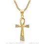 BOBIJOO Jewelry - Pendentif Croix de Vie Ankh Collier Femme 40x25mm Acier Inoxydable Or Doré Plaqué Diamants Chaîne