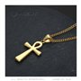 BOBIJOO Jewelry - Pendentif Croix de Vie Ankh Collier Femme 40x25mm Acier Inoxydable Or Doré Plaqué Diamants Chaîne