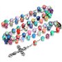 BOBIJOO JEWELRY - Chapelet Catholique Lourdes Perles Argile Nature Jesus Médaille Croix Fleur de Lys