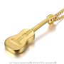 LE BAGACIER - Pendentif Guitare Voyageur Gipsy Acier Plaqué Or + Chaîne