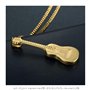 LE BAGACIER - Pendentif Guitare Voyageur Gipsy Acier Plaqué Or + Chaîne