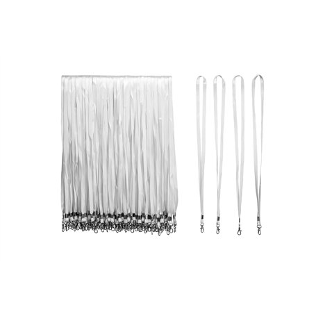 Lot de Tour de Cou avec Attache à Clip métallique - Cordon de Cou pour porte Badge Carte d'Identification (Blanc