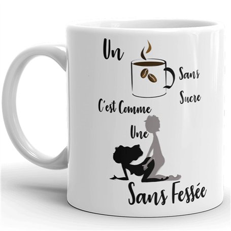 Kalféa Mug humour Amour café sans sucre levrette sans fessée Tasse céramique drôle homme femme et coquine idée cadeau Noël anniv