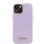 Guess GUHCP15SPGMCSL Coque pour iPhone 15 6.1" Violette Rigide Script Brillant à Paillettes
