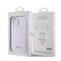 Guess GUHCP15SPGMCSL Coque pour iPhone 15 6.1" Violette Rigide Script Brillant à Paillettes