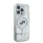 CG MOBILE Karl Lagerfeld Magsafe Coque Rigide à Paillettes liquides avec tête Karl & Choupette pour iPhone 16 Pro, Protection Co