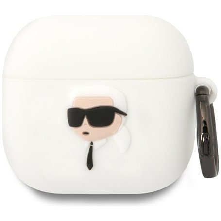 CG Mobile Karl Lagerfeld Étui en silicone 3D NFT pour AirPods 4 (blanc)