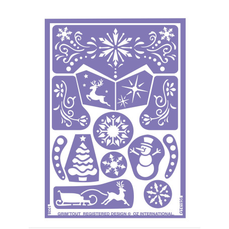 GRIM'TOUT Pochoir Maquillage Enfant - Reine des Neiges - 21x15 cm - Reutilisable et Lavable - Fête