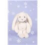 DOUDOU ET COMPAGNIE - Lapin Fleurette Blanc 25 cm – Peluche Doudou Ultra Douce avec Motif Fleuri – Idée Cadeau Naissance pour Fi