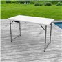 SKYLANTERN® Table Pliante 120 cm d'Appoint Rectangulaire Blanche Hauteur Réglable - Table de Camping 6 Personnes L120 x l60 x H7