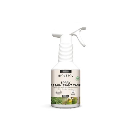 Biovetol - Spray Assainissant cage - Antiparasitaires pour la cage - Oiseaux - 500ml
