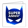 22227 Carte carrée Super ANNIVERSAIRE Masque de Super-héros Batman Bleu Brillant - Avec Enveloppe blanche 15x15cm - Création Édi