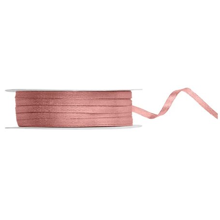Ruban de satin rose vieilli de 50 m x 3 mm - Ruban décoratif pour cadeau - Vieux rose - 3 mm