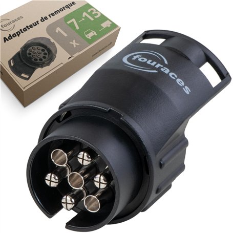 fouraces Adaptateur de remorque de 7 Broches vers 13 Broches - Noir - pour Voiture