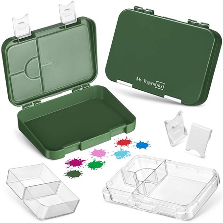 My Vesperbox – Len – Bento Box Enfant – Boîte à déjeuner avec 4+2 compartiments – Extrêmement robuste – Boîte à déjeuner – Boîte