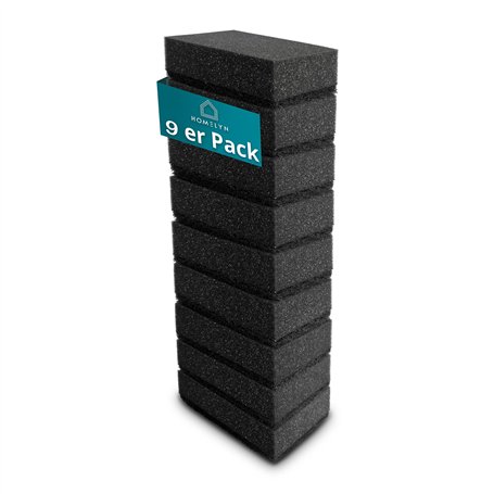 HOMELYN Lot de 9 éponges à vaisselle - 3 x 7 x 9 cm - Noir - Double couche - Côté doux et côté abrasif - Pour casseroles