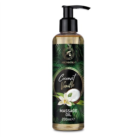 Huile de Massage Coco Vanille 200 ml - Huile d'Amande - Huile de Pépins de Raisin - Huile de Jojoba - Huile de Pépins de Pêche -