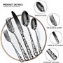 Iegefirm Ensemble de 20 Couverts en Acier Inoxydable pour 4 Personnes, Motif, Comprend des Couteaux de Table