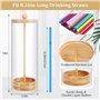 Vkyipg Distributeur de Pailles pour Comptoir - Distributeur de Pailles avec Couvercle en Bambou pour Pailles Standard, Organisat