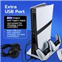 Wigearss PS5/PS5 Slim/PS5 Pro Ventilateur Station de Refroidissement, Support de Charge Vertical avec Chargeur Double pour Manet