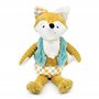 LES DÉGLINGOS - Peluche Original Cyranos Le Renard - Velours côtelé Ultra Douce -27 cm - Jaune Moutarde - Convient dès la Naissa