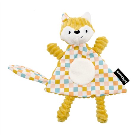 LES DEGLINGOS - Doudou Baby Cyranos Le Renard- Velours côtelé Ultra Doux - Idée Cadeau - Dès la Naissance - 28 cm - Jaune Moutar