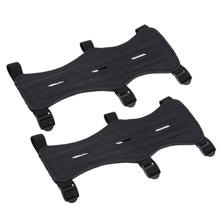 Lot de 2 protège-bras en cuir de vache pour tir à l'arc Noir Avec bretelles réglables