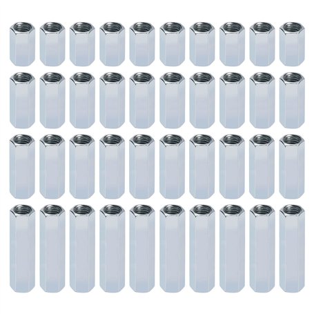 ECSiNG 40pcs Écrou Hexagonal à Tige Longue M8 Écrous Longs M8 Écrous Hexagonaux Écrou à Tige en Acier au Charbon Écrou Hexagonal
