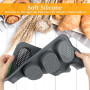 QOUBNIC Plaque à Pain, Moule à Pain en Silicone Moule Baguette Four, Moule Perforé Antiadhésif pour le Pains Français, 34X23cm