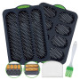 2 Pièces Moule à Pain,Moule Baguette Silicone 3 Grilles,Plaque à Pain Baguette Français Antiadhésif avec Couteau en Silicone et 