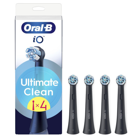 Oral-B Lot De 4 Brossettes De Rechange Ultimate Clean, AUTHENTIQUES, Noires, Brossage En Profondeur, Elimination De La Plaque De