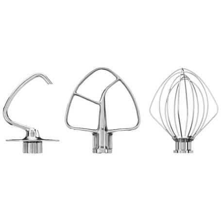 KitchenAid Accessoires en INOX pour Robot PÂTISSIER-3 PIÈCES, Acier Inoxydable, argenté