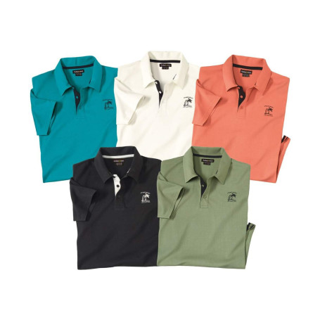 ATLAS FOR MEN - Lot de 5 Polos Homme - Manches Courtes - Disponible en Grandes Tailles du M au 5XL