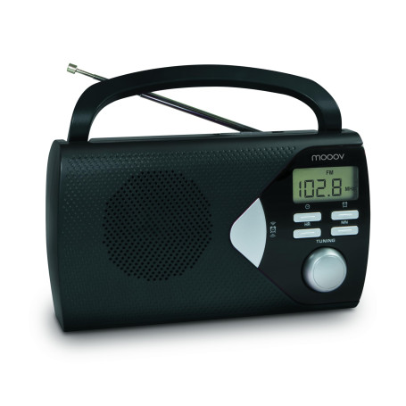 MOOOV 477205 Radio Portable à Pile FM/AM, Tuner Affichage Digital, Poste avec Poignée de Transport Rabattable, Facile d'Utilisat