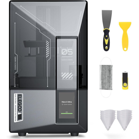 ELEGOO Mars 5 Ultra Imprimante 3D Résine, avec Écran LCD Mono 9K de 7 pouces, Impression à Haute Vitesse 150 mm/h, Caméra AI Int