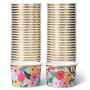 Lot de 50 Pots Glace 266 ml et Coupelles Jetables – Bols en Papier avec Motif Floral et Bord Doré – Pot à Glace Jetable