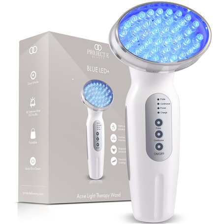 Blue LED+ Acne Light Therapy de Project E Beauty | Anti-acné | Réduit les Taches | Calme l'Inflammation et la Peau Sensible | En